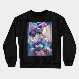 VERY EYECATCHING PINK AND PURPLE AND BLUE FLORAL PRINT Crewneck Sweatshirt